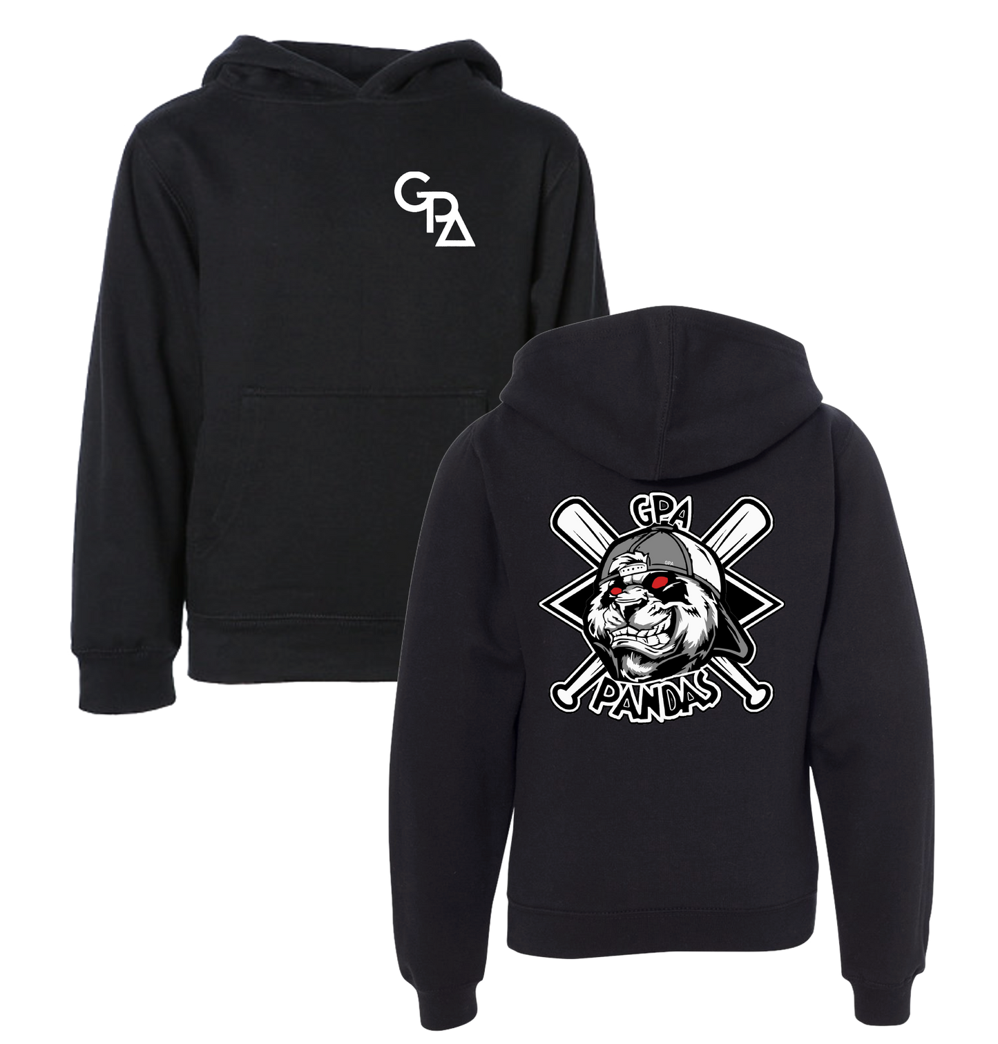 GPA Panda Front & Back Youth Pullover Hoodie